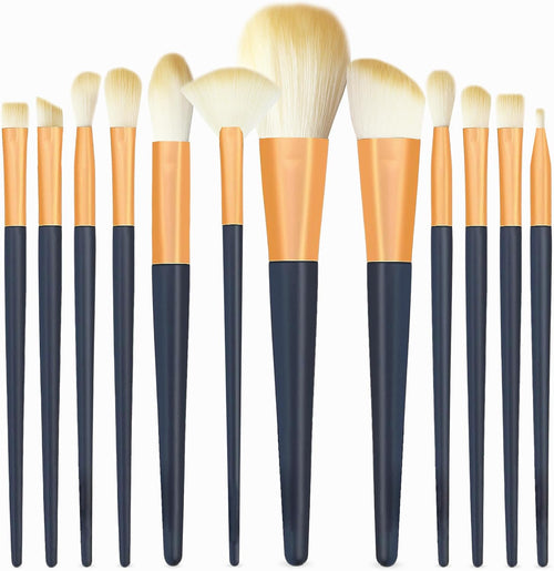 Brochas De Maquillaje Profesional LUXCOMPLE, Kit Maquillaje De 12 Unidades - Set Brochas Maquillaje, Brochas Y Pinceles Maquillaje - Ideal Para Base, Corrector, Colorete, Iluminador Y Sombras De Ojos