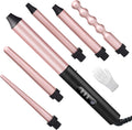 Rizador Pelo Profesional, 6 En 1 Rizador De Pelo, 9-32Mm Planchas Rizadoras, Plancha Pelo Ondas, Temperatura Ajustable, Revestimiento De Cerámica,Con Guantes